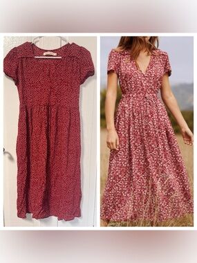 Christy Dawn Petite The Dawn Dress Red & White Floral print size small